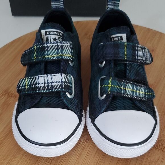 Converse Infant/Toddler CTAS 2V OX Green Plaid Low Top Shoes Size 8 NIB - Picture 2 of 10